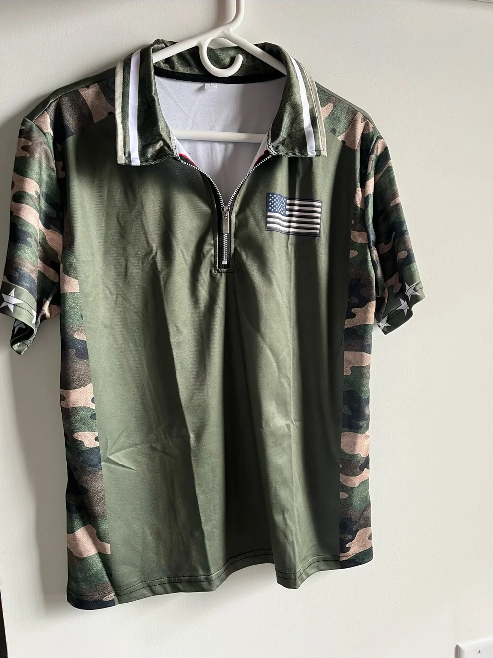 Men's Olive Green Camo-Trim Performance Polo